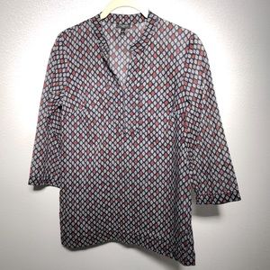 Talbots 3/4 sleeve Navy Kaftan Shirt Beach Cover-up Petite